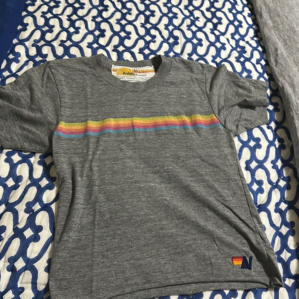 Aviator Nation Grey Striped Tee